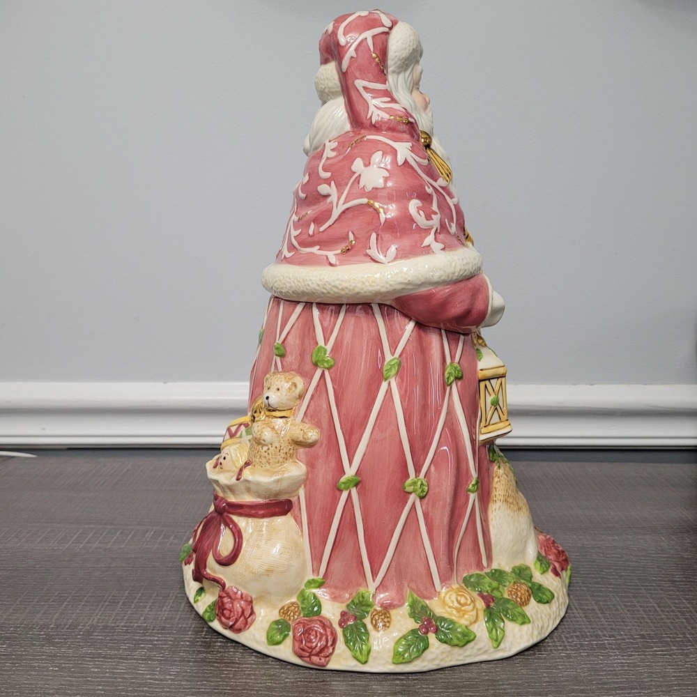 Royal Albert Old Country Roses Santa Cookie Jar Signed Seasons Of Colour Pink - Picture 4 of 11